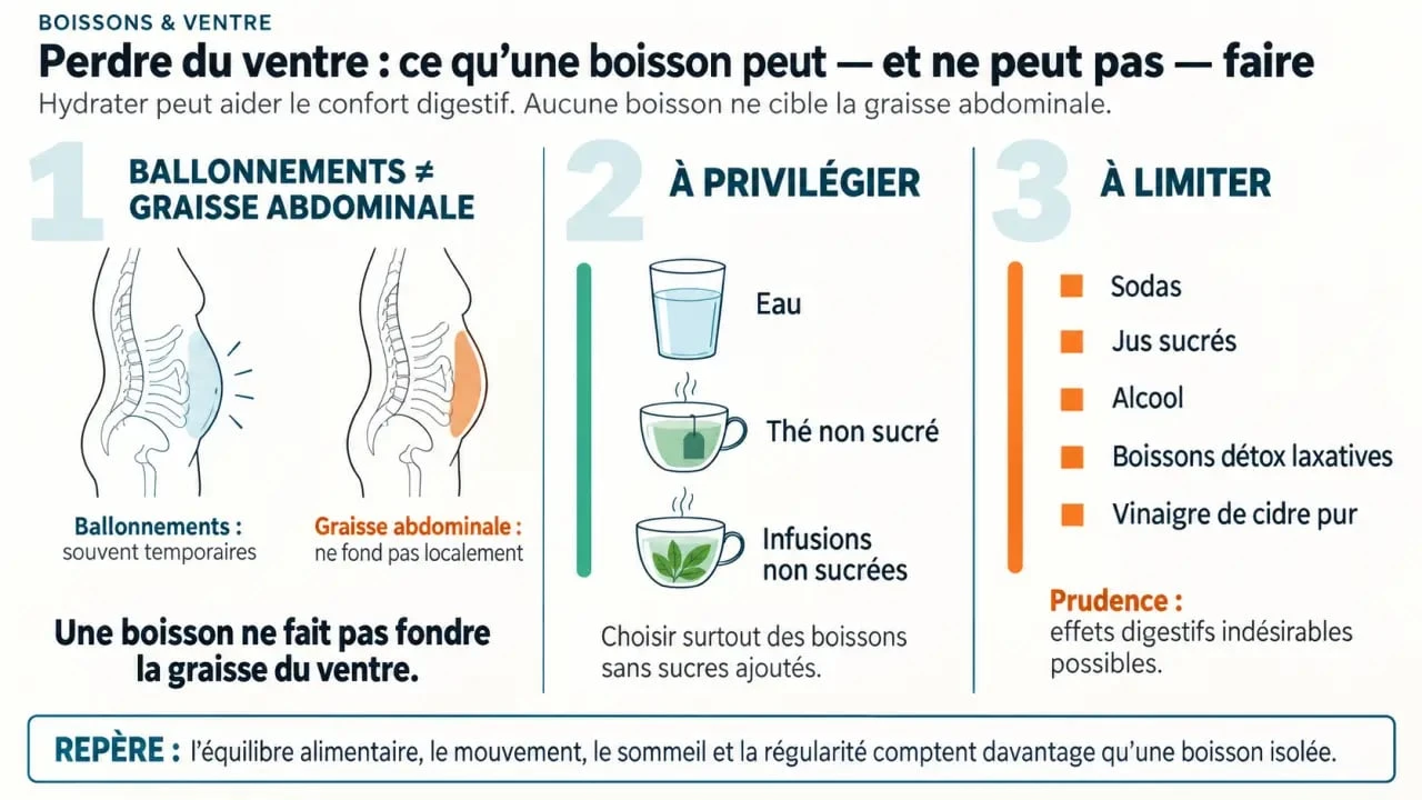 Boisson pour perdre du ventre : boissons à privilégier et limites à connaître