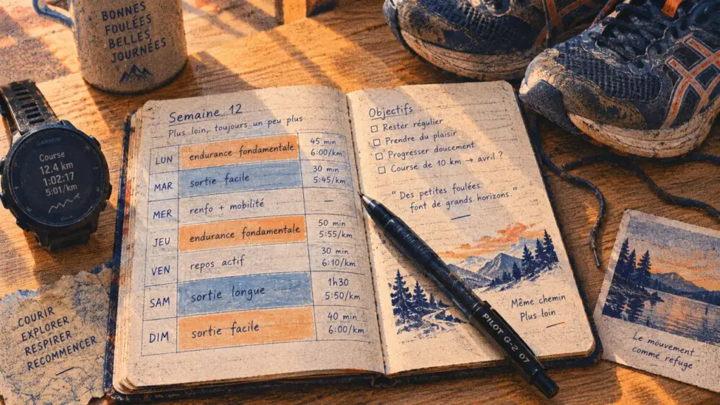 Entrainement a la course : carnet de plan hebdo avec 3 séances pour progresser sans blessure
