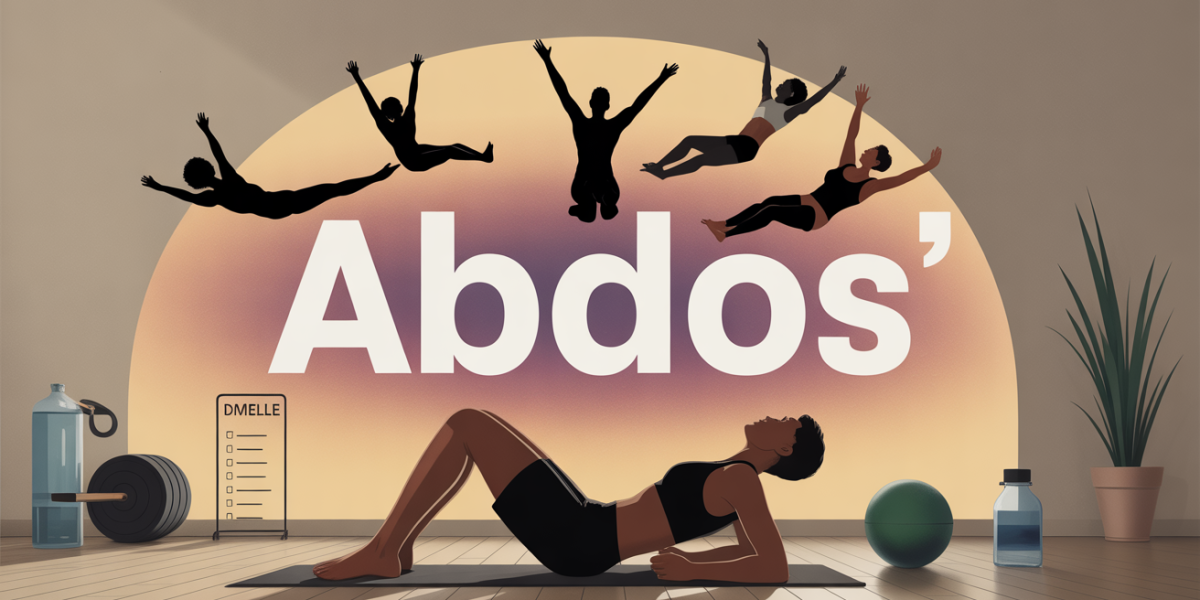 abdos silhouettes sur tapis et checklist sportive