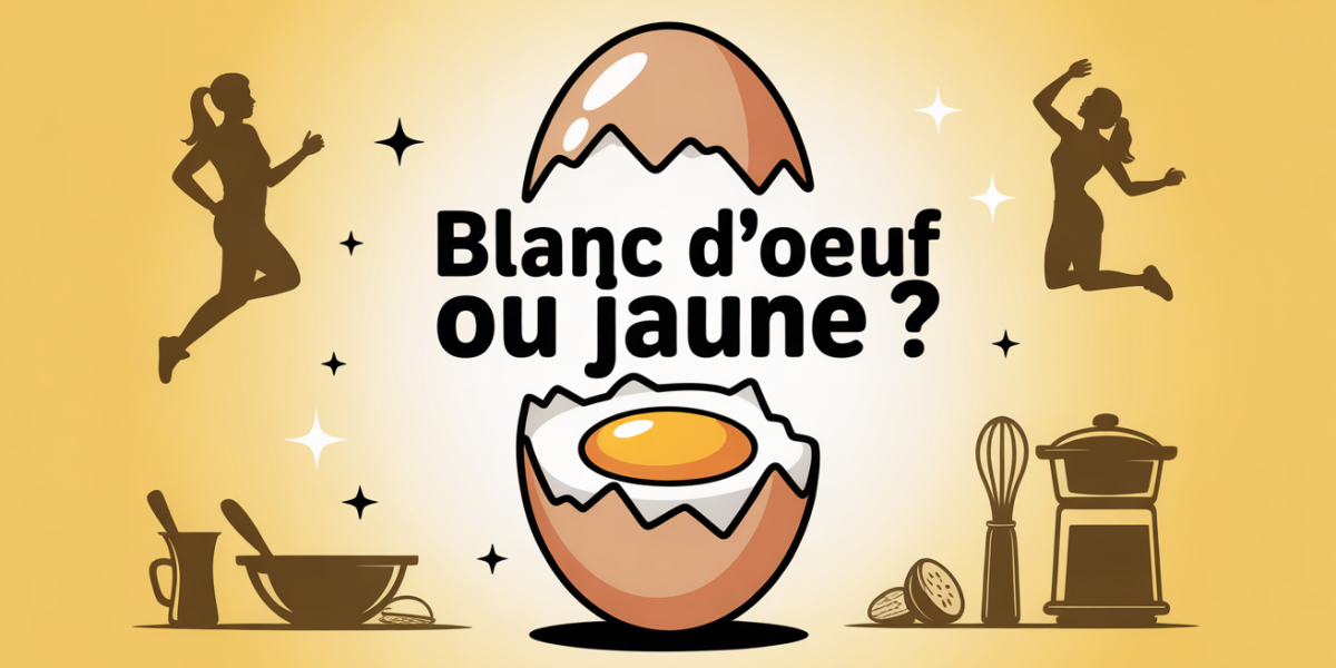 Illustration oeuf entier ouvert blanc jaune sportifs cuisine