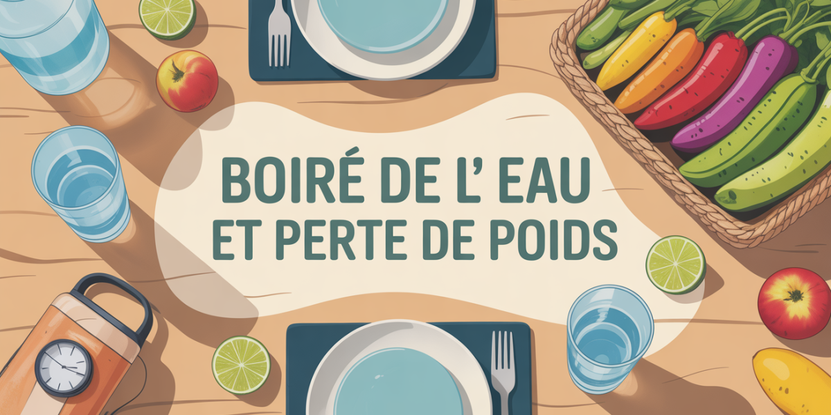 Table gourde verre d'eau fruits sportifs perte de poids