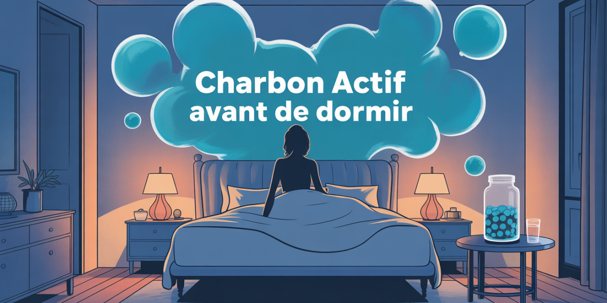 charbon actif avant de dormir flacon gélules verre eau table chevet nuit