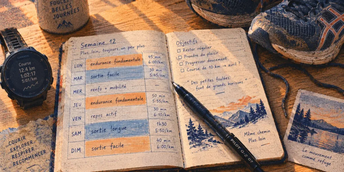 Entrainement a la course : carnet de plan hebdo avec 3 séances pour progresser sans blessure