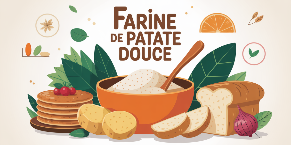 Farine de patate douce bol aliments variés bienfaits