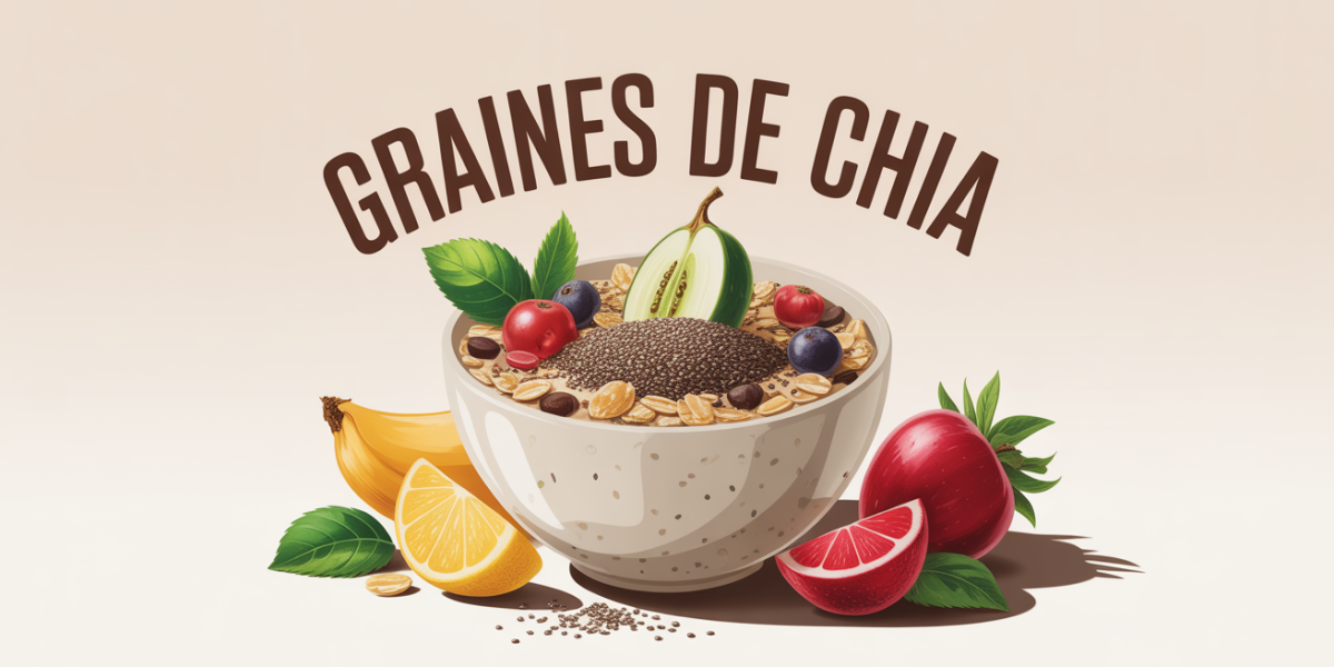 bol de muesli graines de chia fruits frais