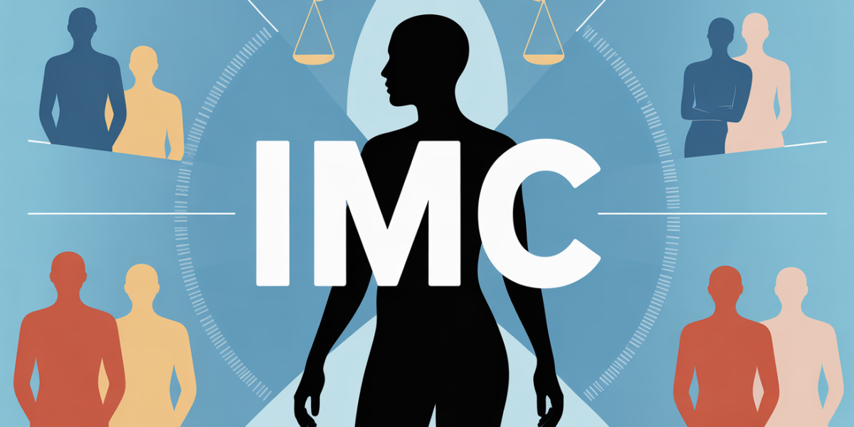Silhouette humaine avec balance et reglet, reference IMC
