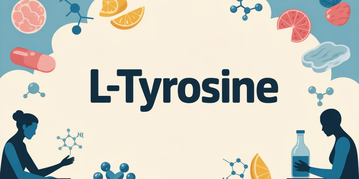 Visuel de L-Tyrosine, concentration, bien-être et aliments protéiques