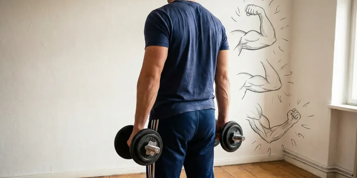 personnage sport bras musclés simple biceps triceps