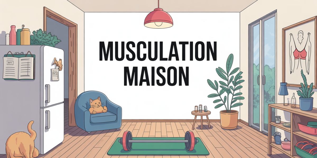 musculation maison en salon avec tapis sport et chat