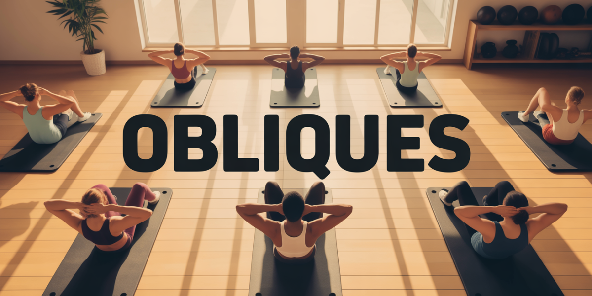 obliques illustration silhouettes sur tapis gym