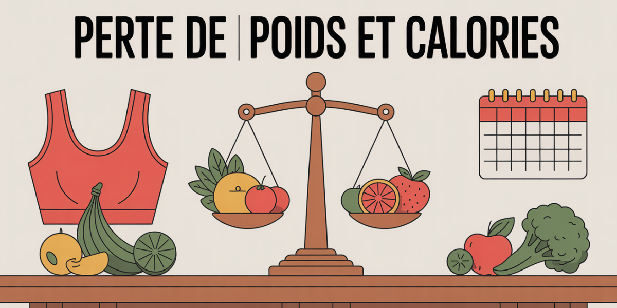Balance, fruits, legumes, haltere et calendrier perte de poids