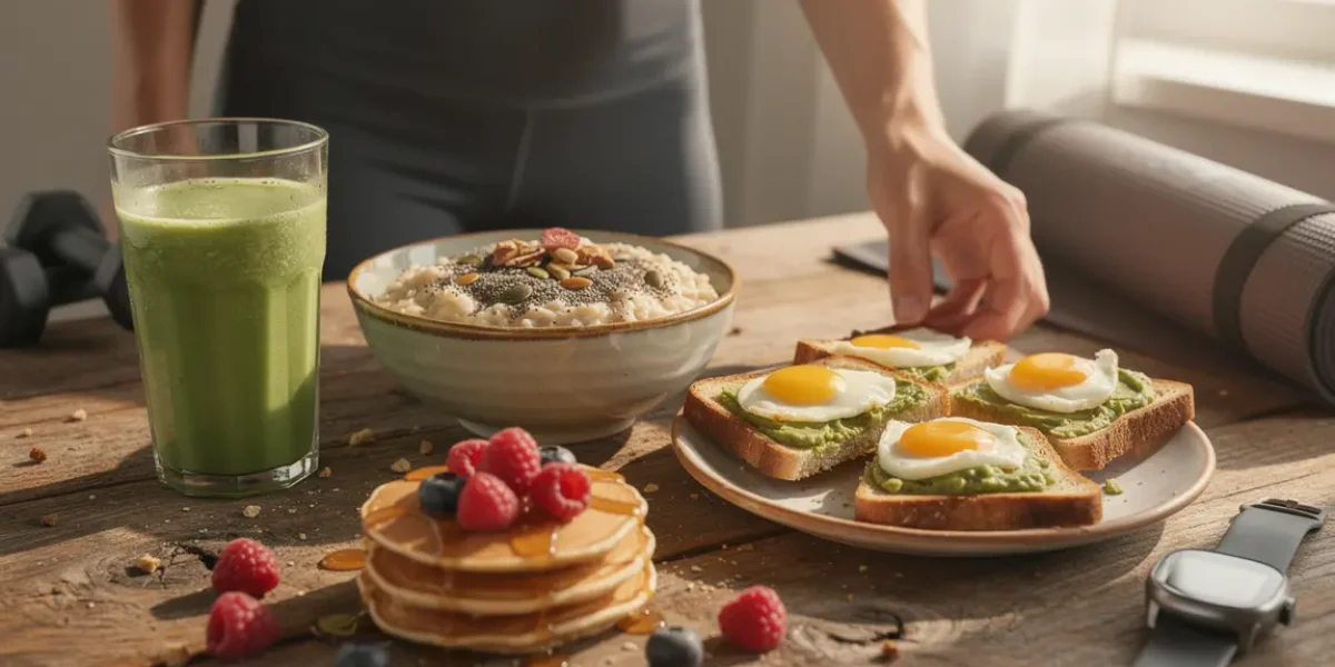 Petit déjeuner IG bas sportif porridge smoothie pancakes