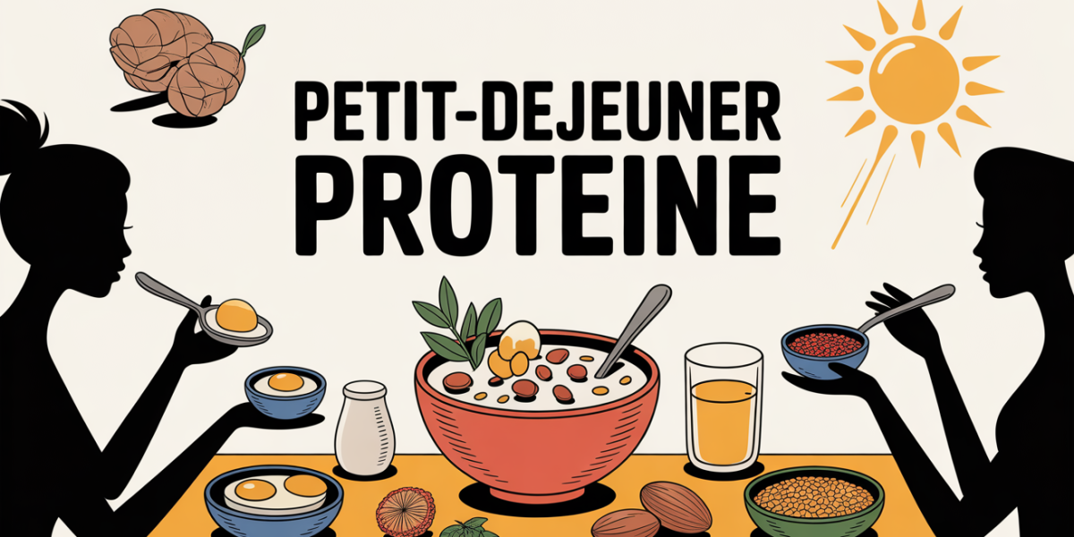 illustration petit déjeuner protéiné avec bol yaourt grec œufs amandes graines