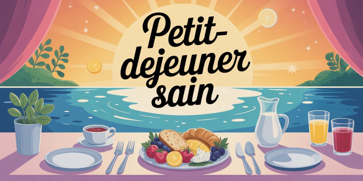 Petit-dejeuner sain table du matin vue du dessus