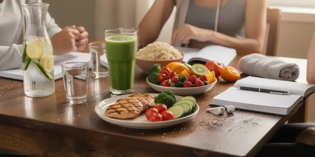 table aliments sains régime détox menu fitness