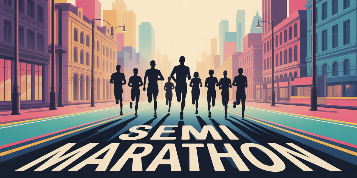 illustration urbaine groupe coureurs semi marathon