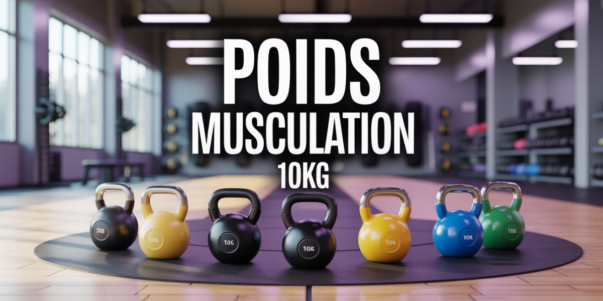 Vue de salle fitness avec poids musculation 10kg disques haltères kettlebells