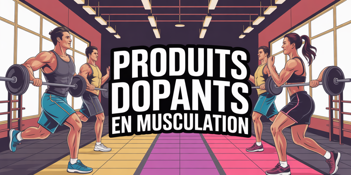 produits dopants musculation illustration halteres silhouettes sportifs