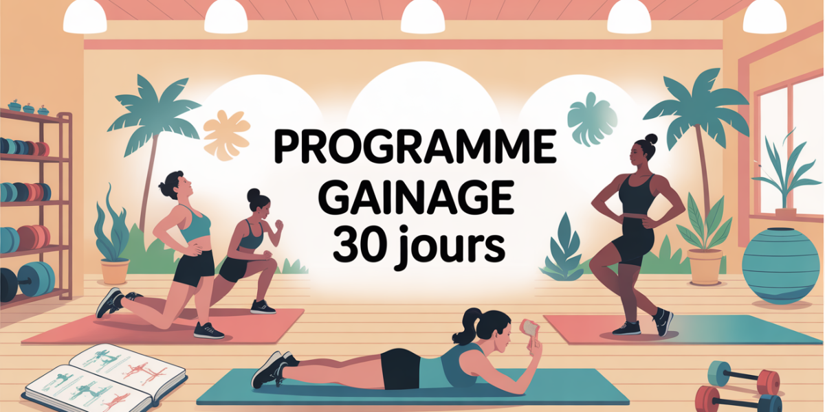 Illustration gainage abdos salon programme 30 jours