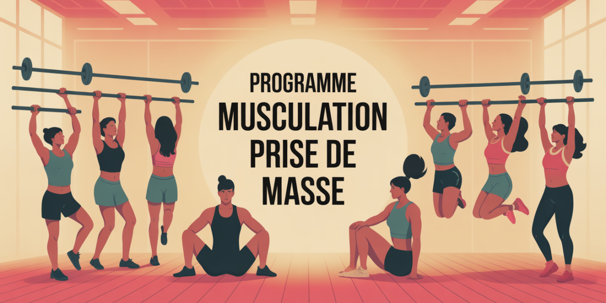 Programme musculation prise de masse silhouettes femmes hommes haltères