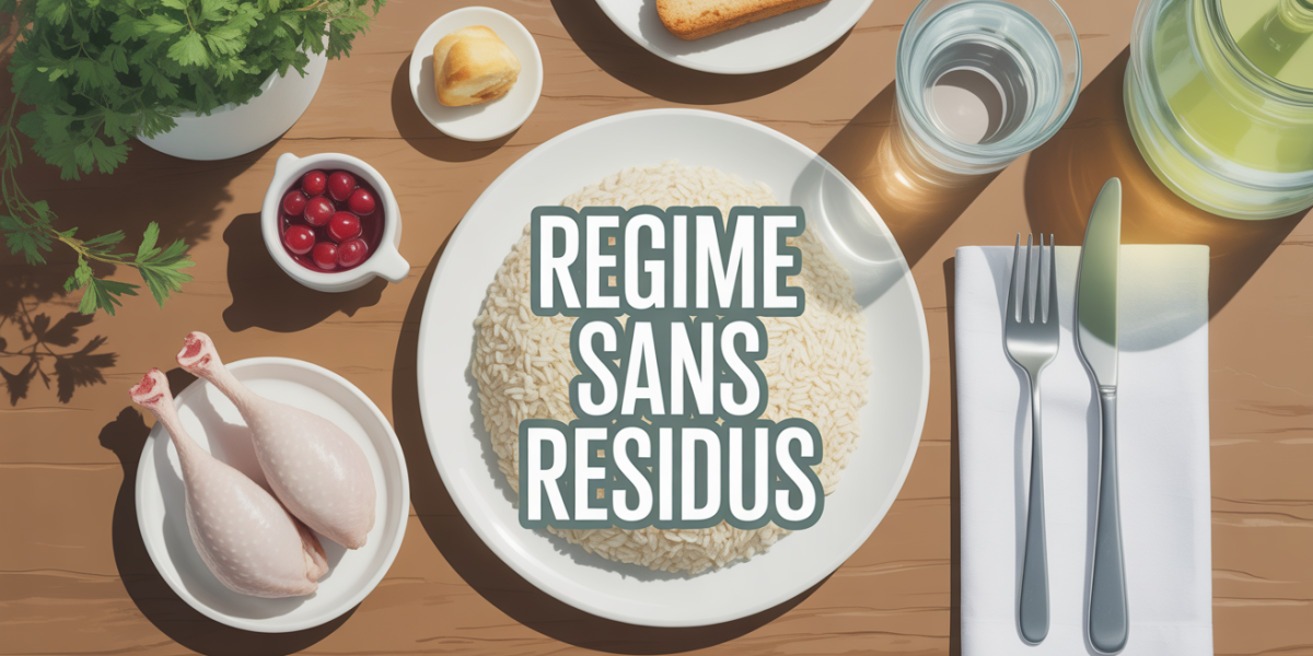 Regime sans residus assiette riz blanc poulet biscotte compote