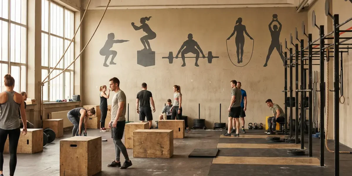 Entraînement CrossFit ambiance entraide silhouettes