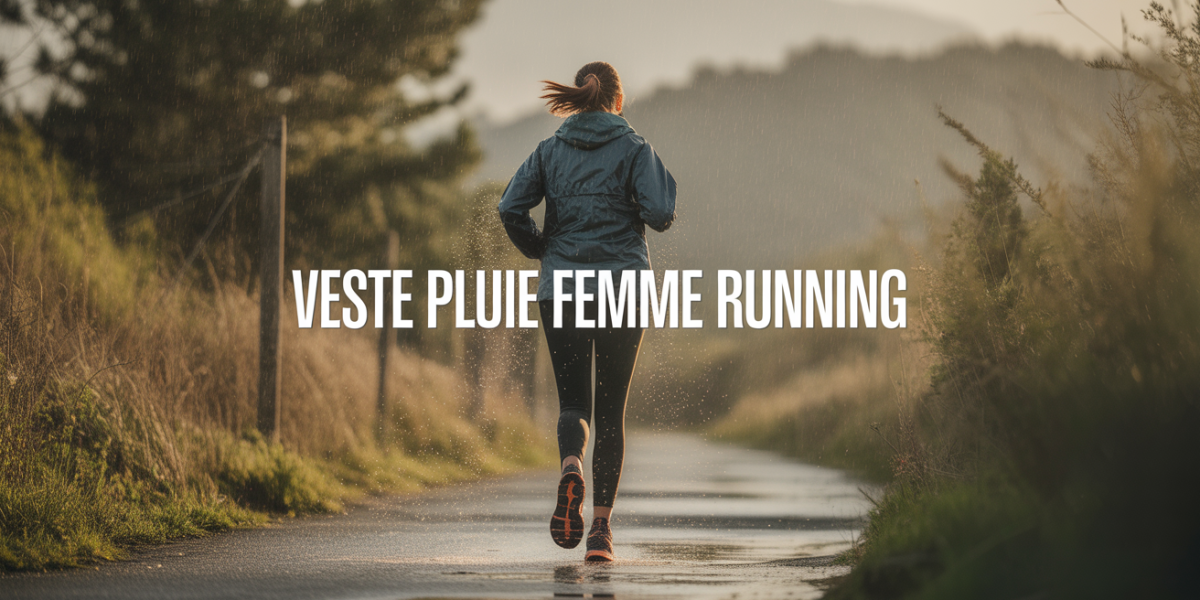 Femme courant sous la pluie en veste running impermeable